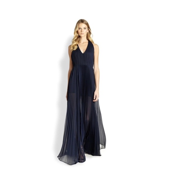 Alice + Olivia Dresses & Skirts - Alice‎ + Olivia Maxi Dress Women 6 Navy Navy Pleated Open Back Gown Bergdorf